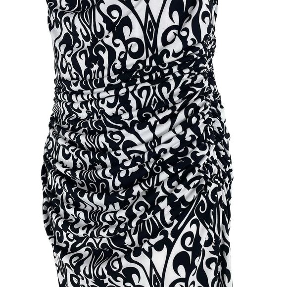 Cato Damask Cowl Neck Damask Print Mini Dress Black White Size 12 - Picture 5 of 8